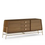 Metal Bridge Luxury Walnut Sideboard Buffets Cabinet Modern Dining Room Furniture with Postmodern Italian Flair