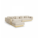 Metal Bridge Italian Brass Hand Beat Leather Sofa, Indoor Luxury Corner Sofa Set Living Room Sofa.